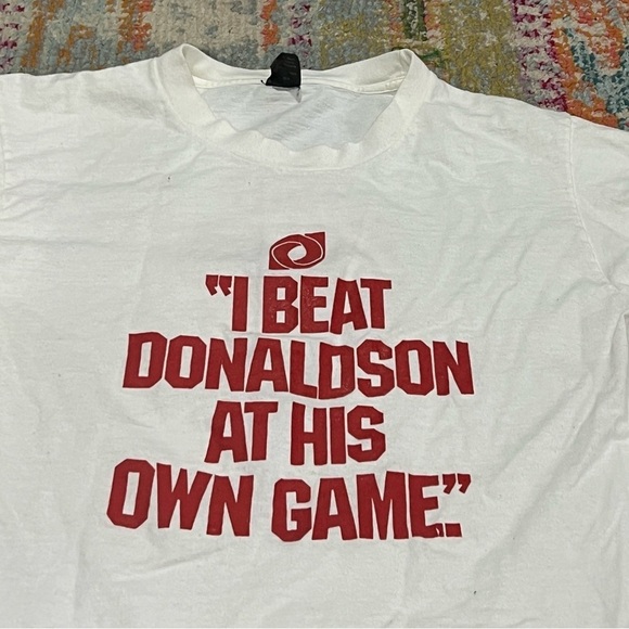 Vintage 80s I Beat Donaldson at its own game 1980s Football SPorts Tshirt - Picture 3 of 5